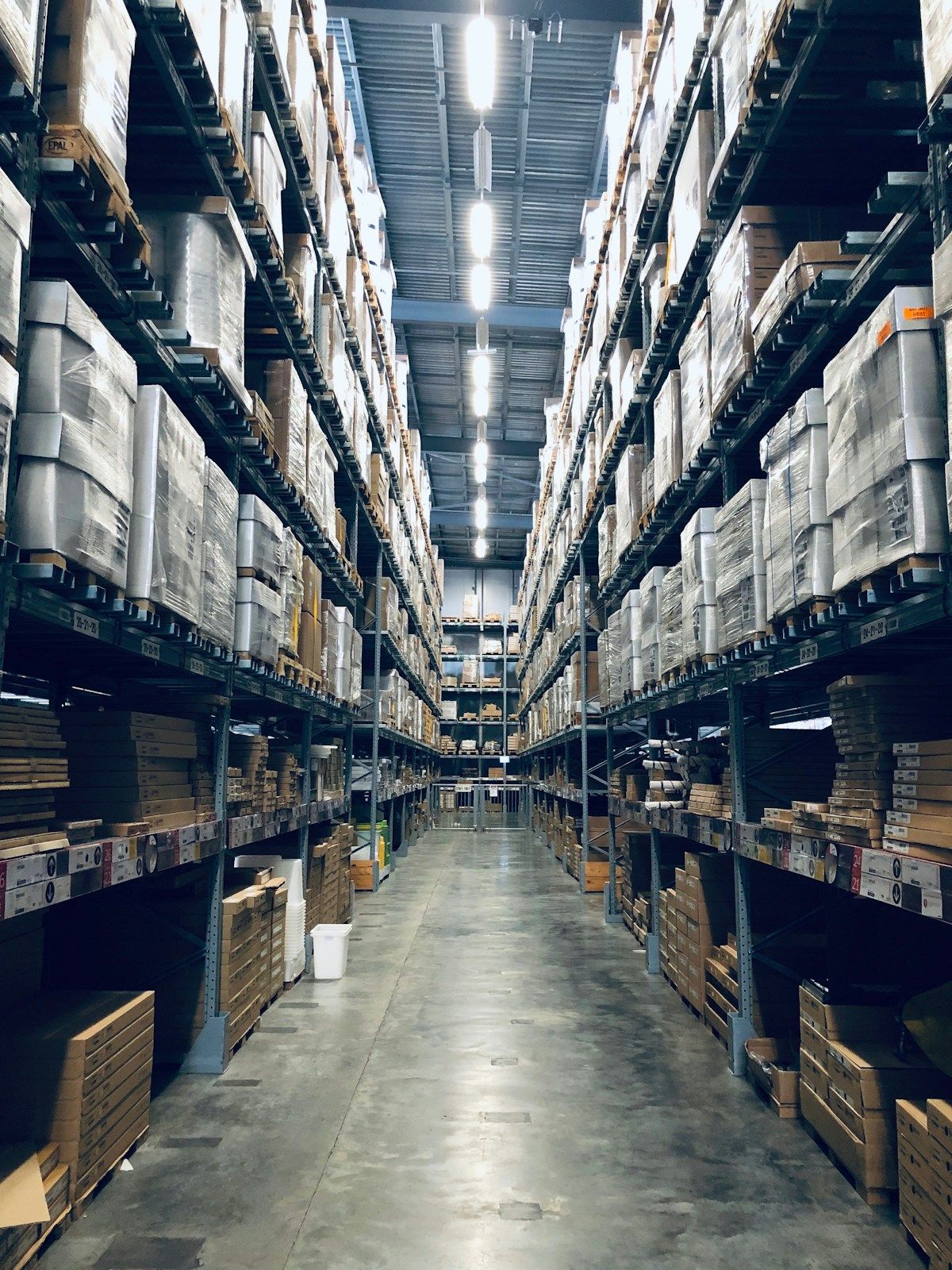 Large warehouse with organized shelving